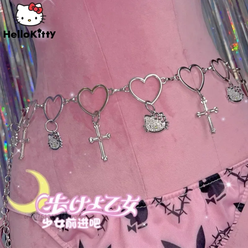 

Hello Kitty & Cross Y2k Sanrio Alloy Waist Chains for Women Jewelry Accessories Homemade Love Cross Sweet Spicy Girl Fittings