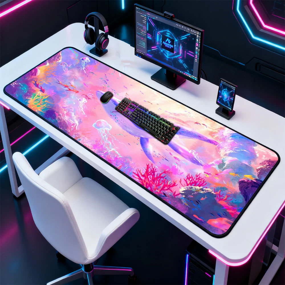 오션 데스크매트 대형 게이밍 핑크 코랄 웨일 140cm - Gaming Accessories Pink 리뷰 및 가격