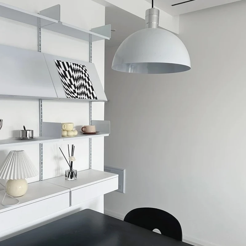 

INS minimalist white wall - hung bookshelf, metal baffle track combination, integrated storage and decoration