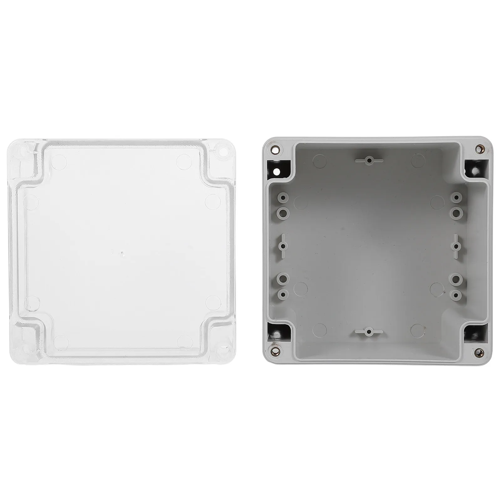 Outdoor Waterproof Electrical Junction Box Plastic Enclosure Hinged Transparent Cover 4.72x4.72x3.54in Wall Mount Cable Glands