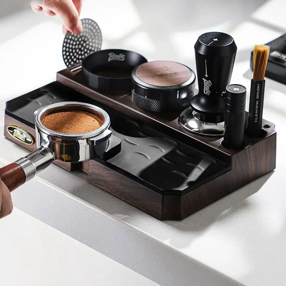 Espresso Tamper Mat Multifunctional Pressing Powder Base Coffee Tamper Station Coffee Portafilter Rack 51/53/58mm Wood Grain