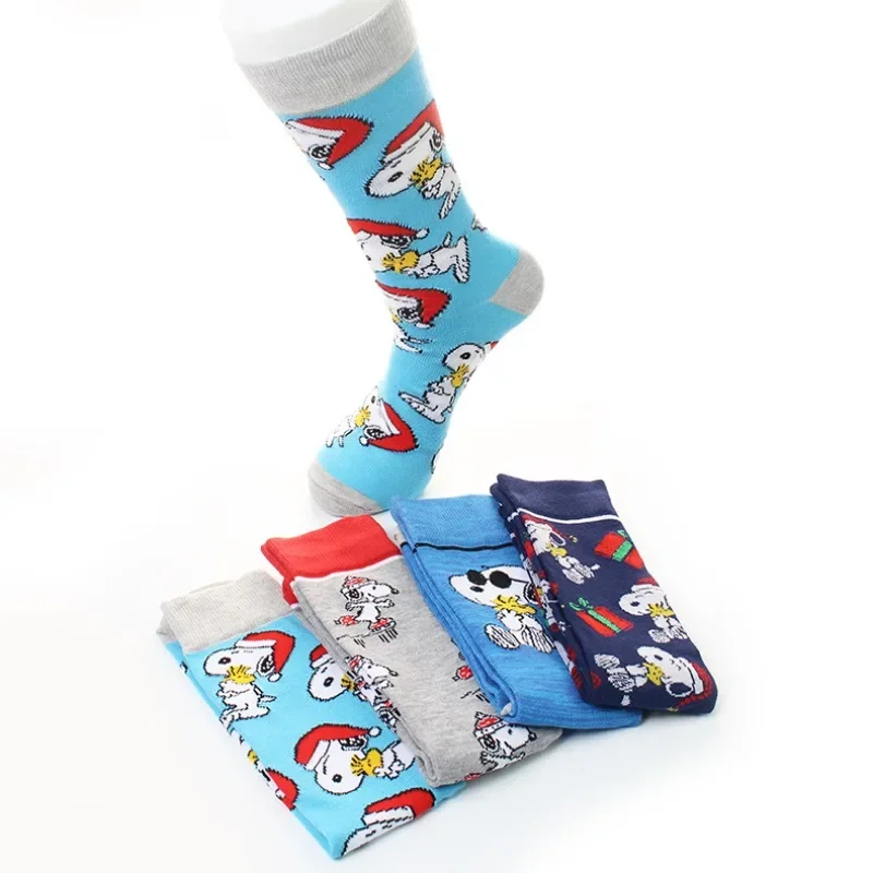 Kawaii Snoopy Couple Socks Middle Barrel Male Female Pure Cotton Child Cartoon Stockings Hose Clothes Accessories Birthday Gift