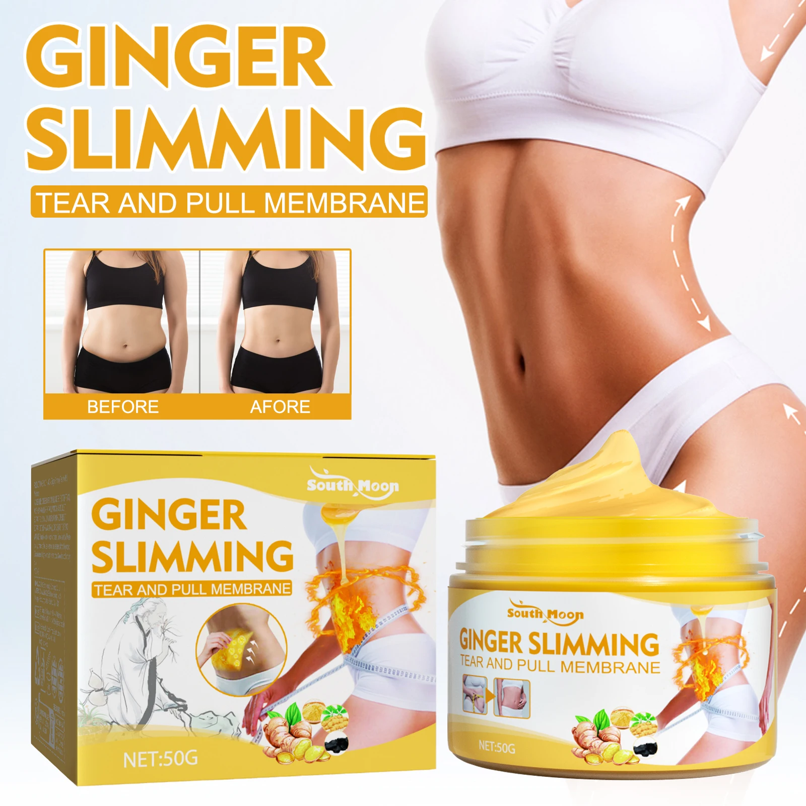 South Moon Shaping Body Cream Anti-cellulite Chin Firming Ginger Slim Gel Weight Lose Fat Burning Slimming Hot Fat Burning Cream