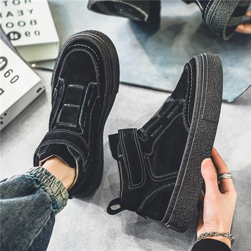 2026 Fashion High Top Velcro Shoes Retro Style Casual Sneakers Comfortable Breathable Streetwear Trendy Lace Up Platform Shoes