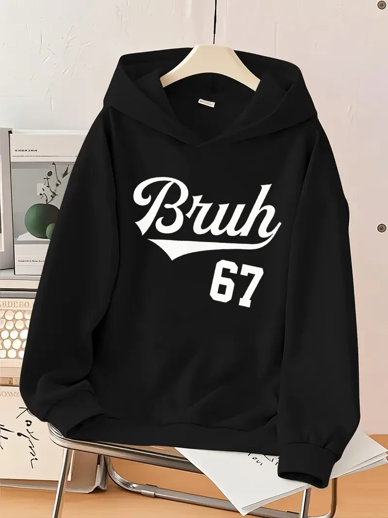 الاتجاه انبهار اللون الصبي الأبيض رقم 67 طباعة الأسود هوديي هوديي شخصية الكتابة على الجدران فضفاضة عارضة مقنعين أعلى #1