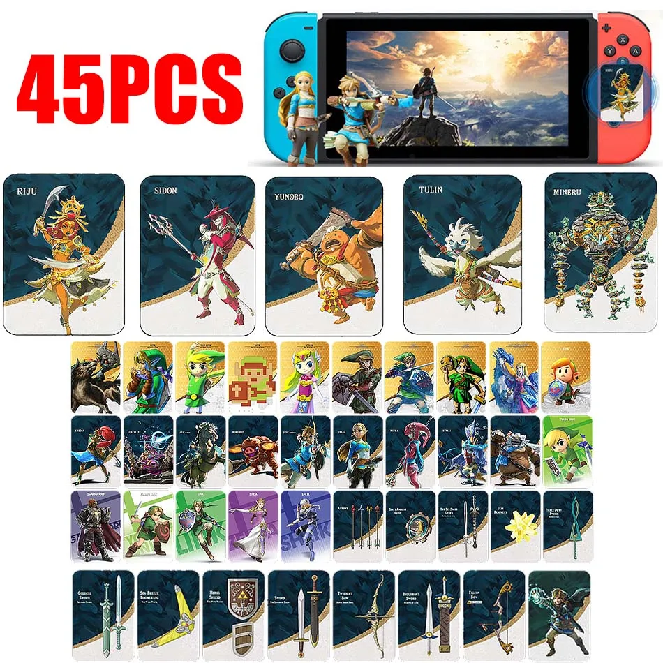 Nuevo estilo, 45 tarjetas Zelda Amiibos que se aplican a la leyenda de Zelda Tears of the Kingdo y la leyenda de Zelda, el último parapente
