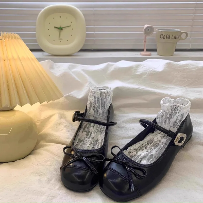 Kinder Prinzessinnen-Schuhe Einfarbige Vielseitige Mädchen-Flachschuhe mit Schlichten Schleifen 2026 Brandneue Kinder-Lederschuhe mit Weicher Sohle – Detail 6