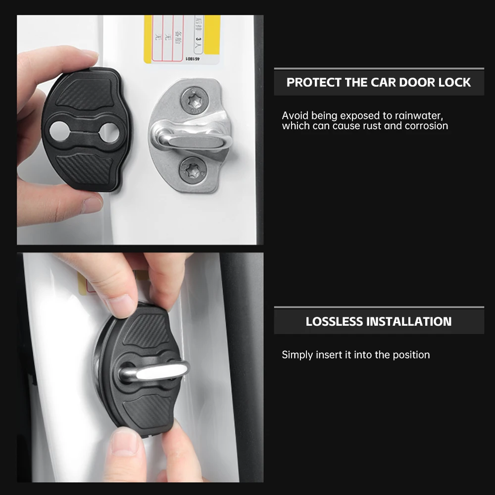 ل تسلا نموذج Y العرعر 2025 2026 نموذج 3 2024 2025 قفل باب السيارة غطاء قفل الباب مزلاج حامي الباب واقي للحواف #4