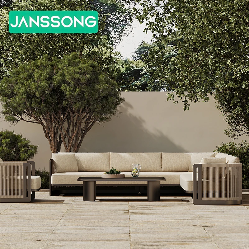 Hotel Garden Set Modern Aluminum Outdoor Furniture Villa Patio Furniture Set Luxury Outdoor Sofa Resort Garden Sofa Waterproof