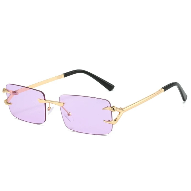 Neue rahmenlose Sonnenbrille, modische und einfache quadratische rahmenlose ozeanfarbene Sonnenbrille – Detail 5