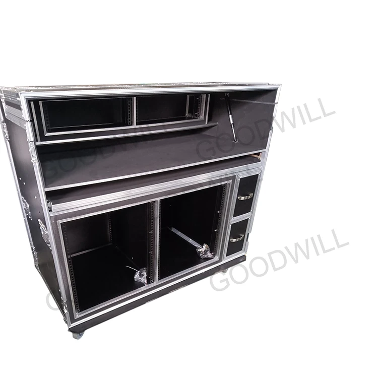 Customized 12U Rack Workstation Flight Road Case for Rolling Production Video Production