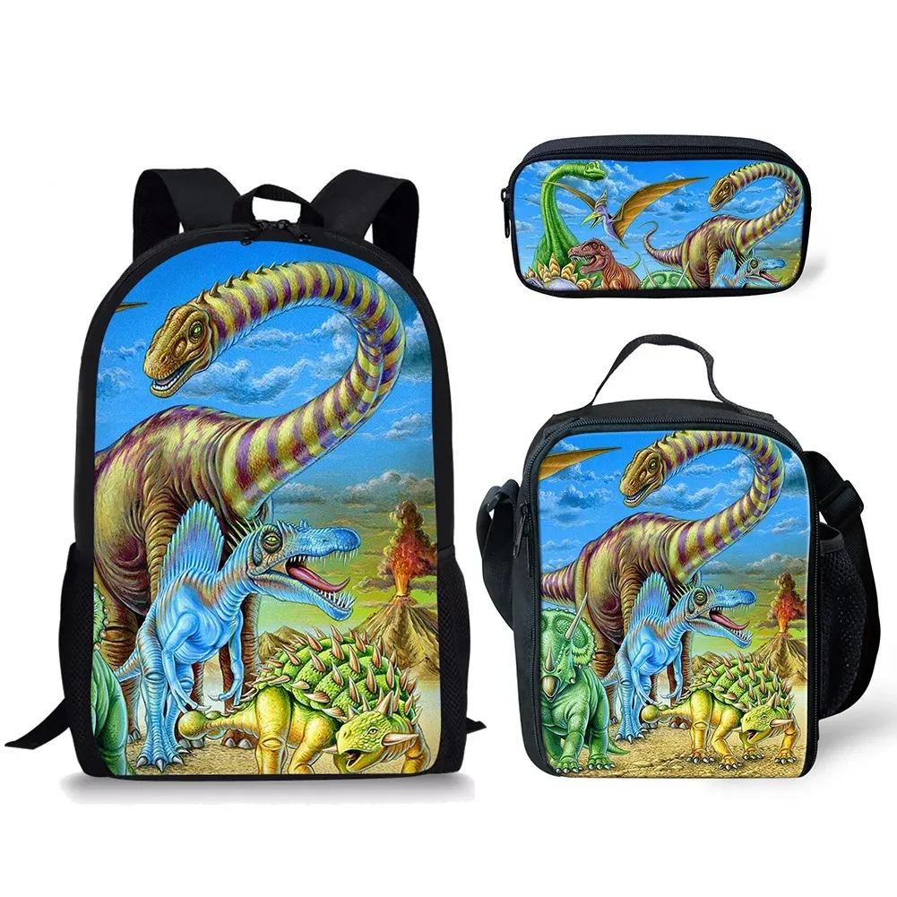 Dinosaur Herbivore 3D Printing Backpack, Student School Backpacks, Laptop Backpack, Lunch Bag, Pencil Case, Popular Harajuku,