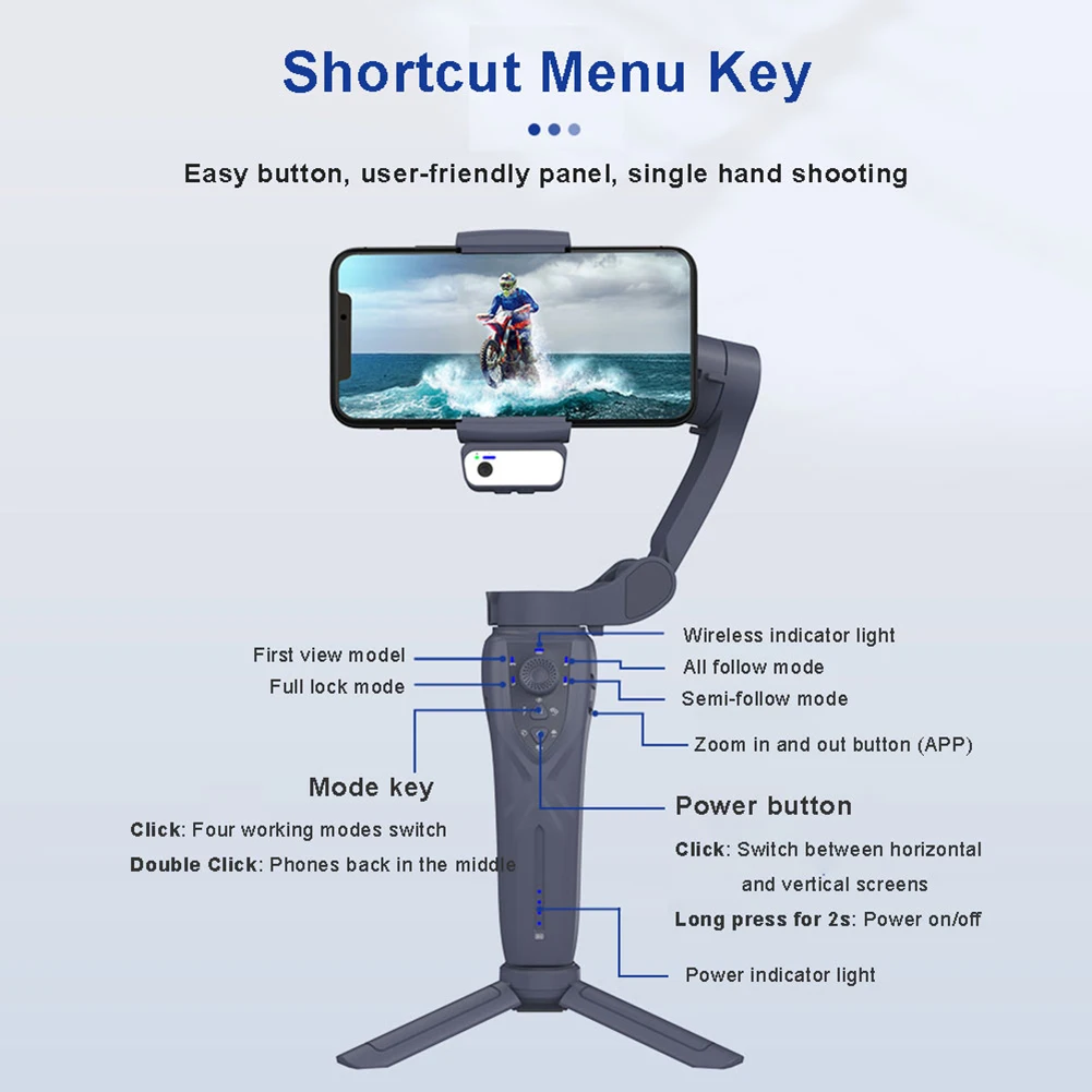 AI الوجه تتبع 3-محور الهاتف Gimbal مع المغناطيسي ملء ضوء الهاتف استقرار المحمولة وقابلة للطي السيارات تتبع الهاتف استقرار