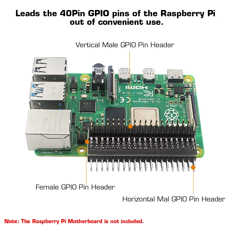 Raspberry Pi 4 Model B 4B 40pin GPIO 1 to 2 Expansion Board Micro Connectors 2x20pin Dual Male Header GPIO Connector Pin Header