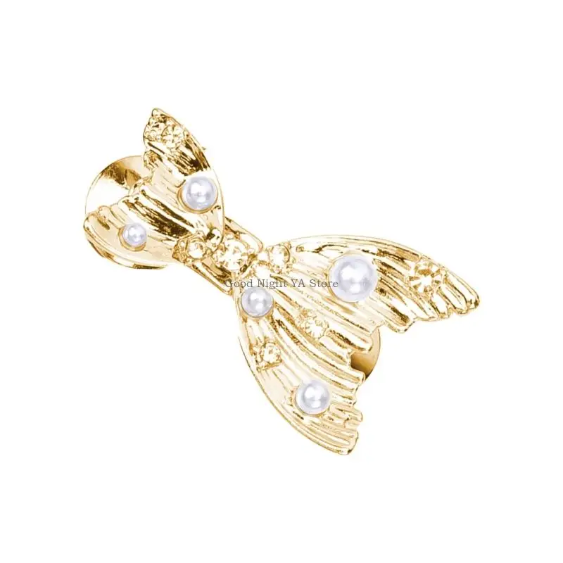 Adjustable Fish Tail Waist Clasp For Jeans Detachable Rhinestones Pearls Decorated No Sew Design