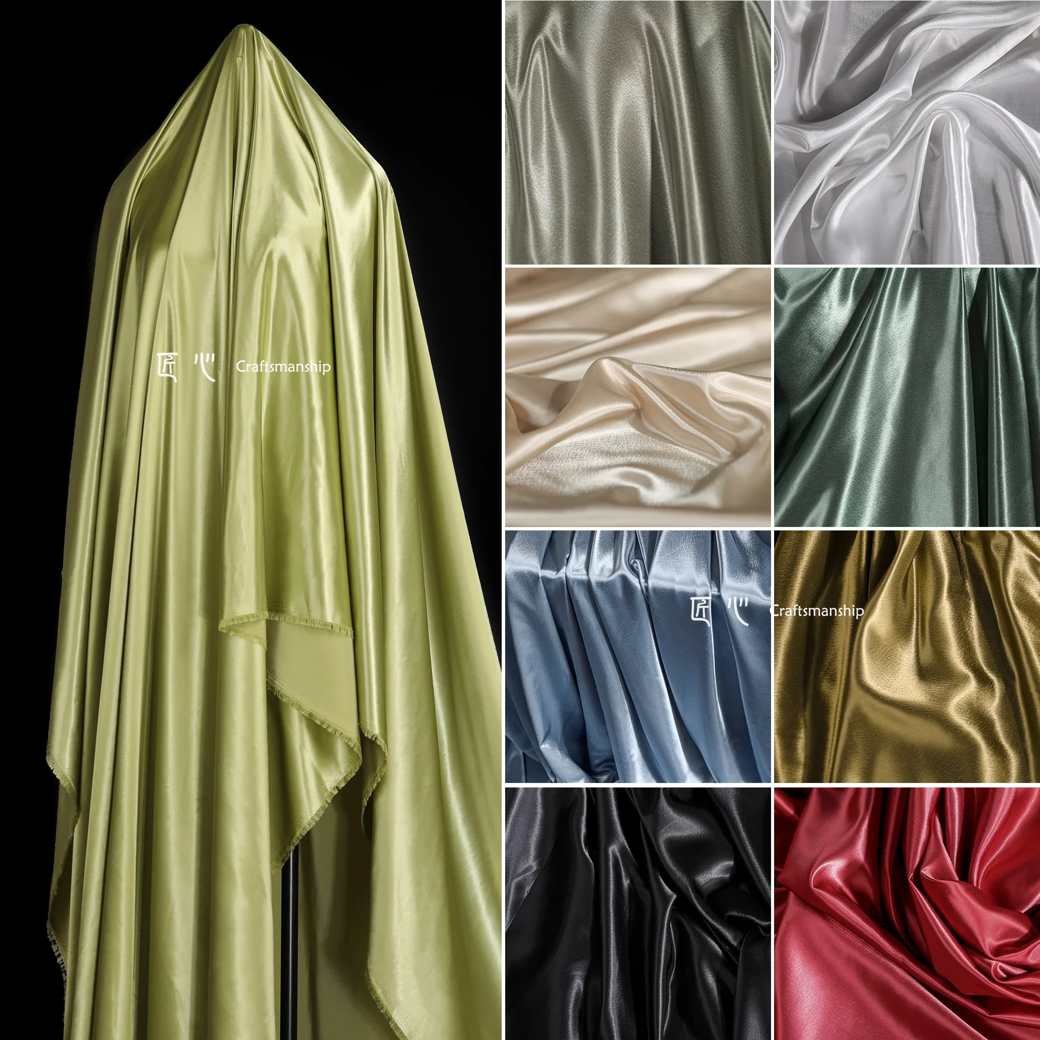 Fabric Wide 150cmx50cm  Solid Color Acetate Satin High-Grade Silky Soft Drape DIY Dress Suspender Shirt Silk Cheongsam Clothing