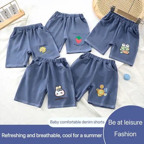 1pcs 코 튼 여름 어린이 청바지 반바지 소녀 솔리드 컬러 반바지 아기 탄력 캐주얼 바지 소년 짧은 바지 어린이 스포츠 의류