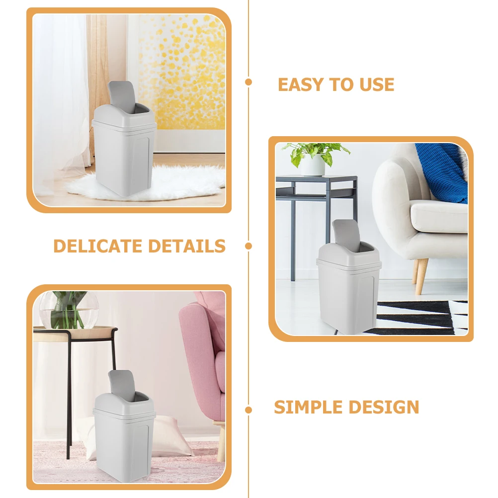 

Multifunction Shake Lid Trash Can Office Garbage Rubbish Bin Pp Cans for Kitchen