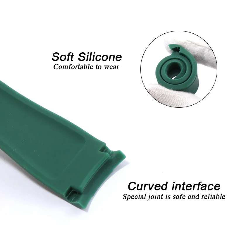 Curved End Silicone Strap for Citizen Waterproof Rubber Watch Band 20mm 22mm for Swatch for Rolex Bracelet Men Women Sport Blet