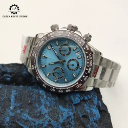 vk63 Blue Ice Transparent Dial, Quartz Movement, Chronograph, Men's Watch, Stainless Steel Case Strap