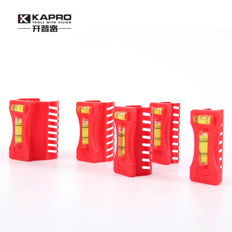 Kapro - 350 Pipe Level Set - 5 Pieces - Spring-Loaded and Snap-On Pipe Level - With Vertical and Horizontal Vials - Fits PVC