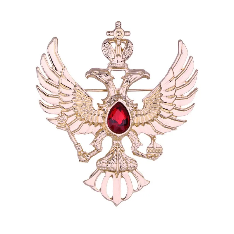 Foreign Trade Russian Double-Headed Eagle National Emblem Pin Vintage Soviet Medal Accessory Knight Metal Brooch