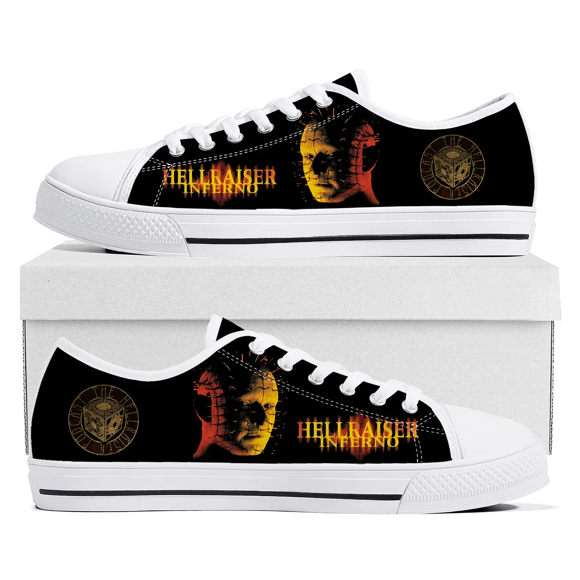 

Hellraiser Movie Pinhead Horror Halloween Low Top Sneakers Mens Womens Teenager Canvas Sneaker Quality Couple Shoes Custom Shoe