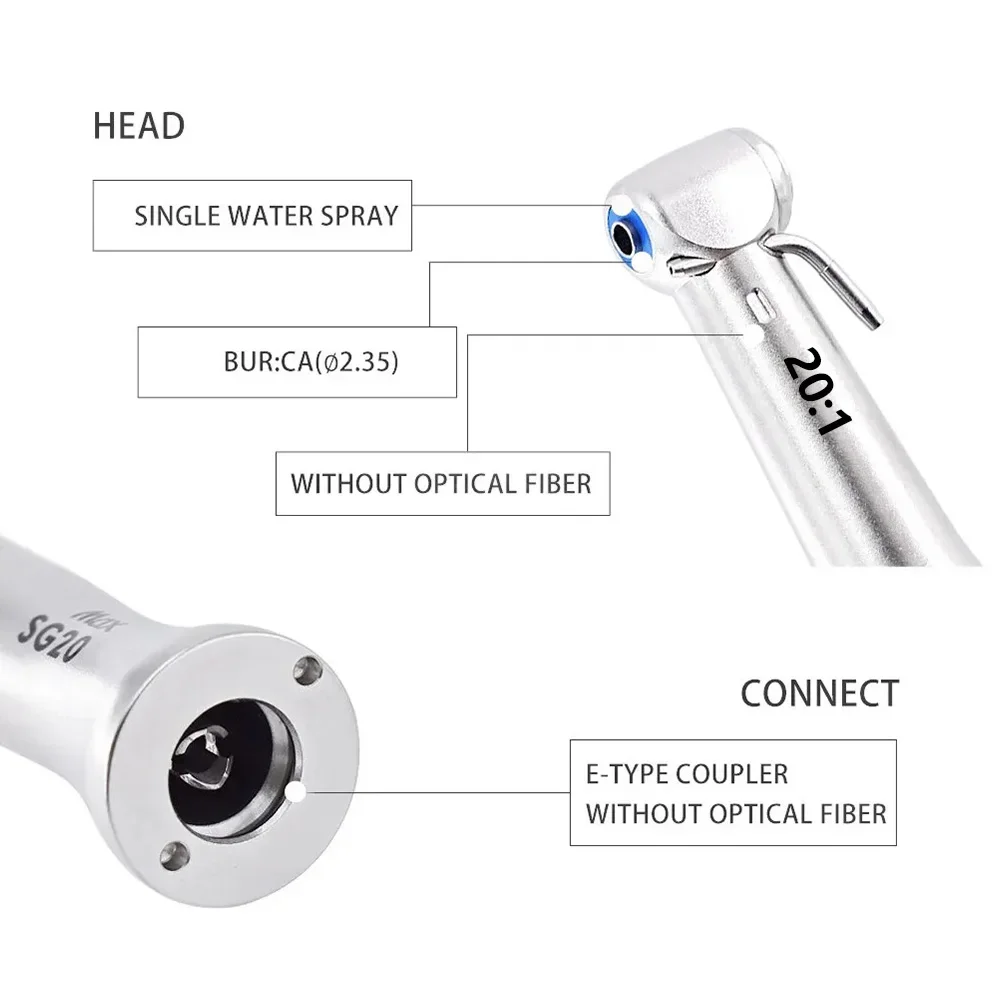 Den tal impl ant Handpiece SG20 Contra Angle Compatible With 20:1 Reduction impl ant Den tal Low Speed Handpiece