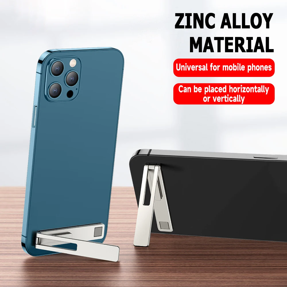 Ultra-thin Minimalist Mobile Phone Holder Metal Folding Back Stick Phone Desktop Holder Portable Mobile Support Phone Stand