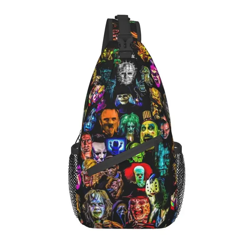 

Cool Horror Film Baddies Legends Sling Bags for Travel Hiking Men's Chucky Jason Chest Crossbody Backpack Shoulder Daypack