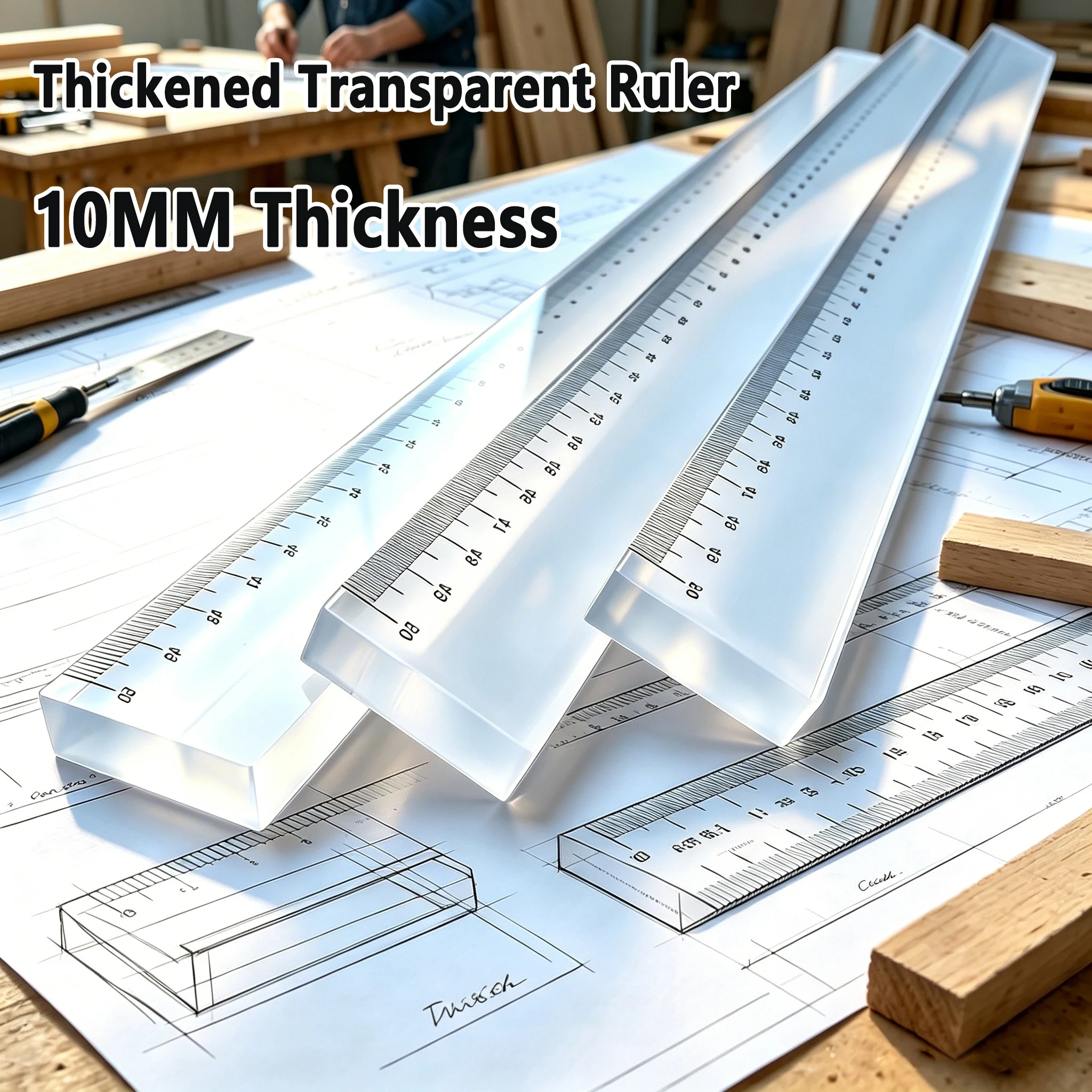 20/30/50cm |   10mm Dickes Klares Acryl-Lineal |   Industrielle Architektenmaßstabsskala |   Hochpräzises Messwerkzeug für Schwerlastanwendungen