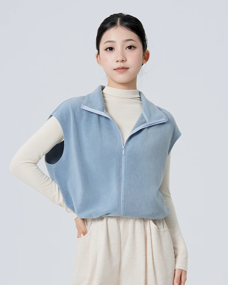 Warme Tanzweste für Damen, mit Fleece gefüttertes Ballett-Übungsoberteil für erwachsene Frauen, Herbst-Winter-Tanzbekleidung, lässiger Rollkragenmantel – Detail 13