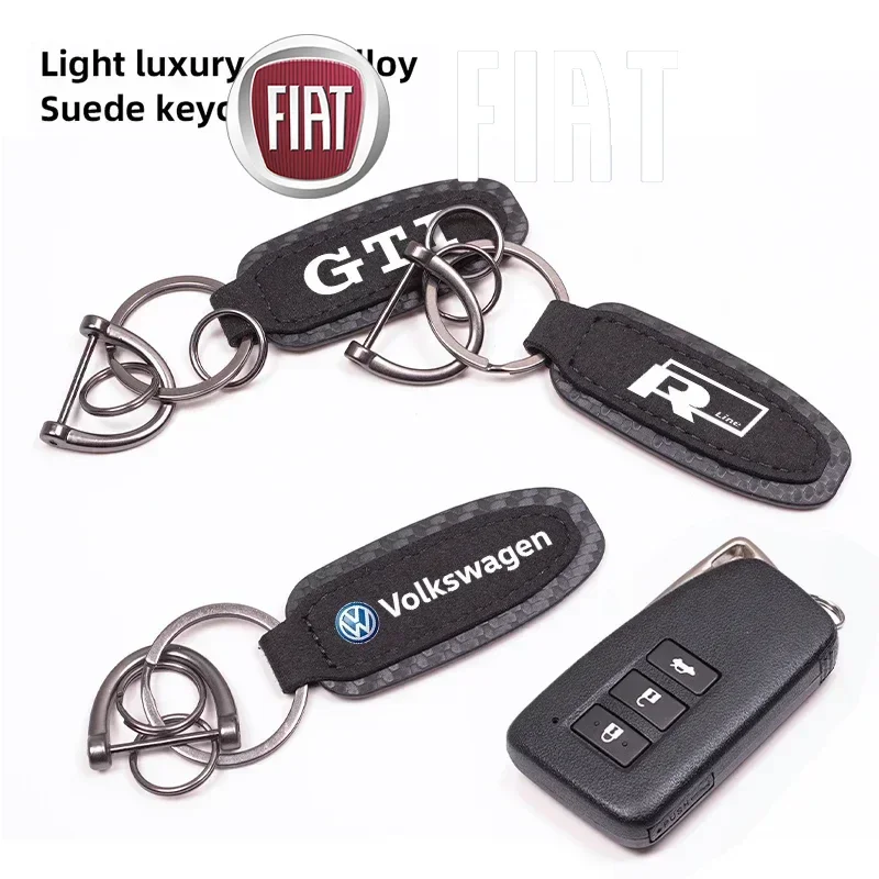 

1Pcs Suede Leather Keychain Car Key Ring Accessories For VW GTI R Line Polo Golf Passat Tiguan Arteon Touareg CC Taigo Scirocco