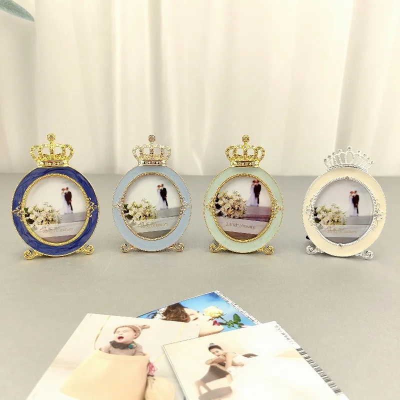 Nordic Style Gold Crown Tabletop Decoration Zinc Alloy Photo Frame Jewelry Ornament Shooting Props Rectangular Metal Frame
