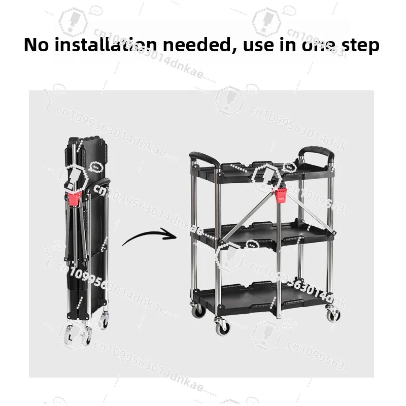 Three-layer Foldable Tool Cart, Small Cart, Film and Television Car, Director Car, Kitchen Multi-functional Turnover Car, Live