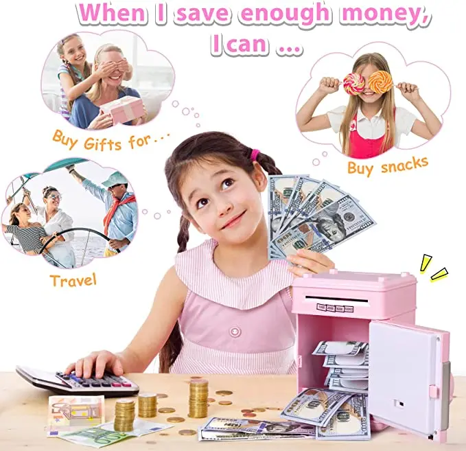 Children's electronic piggy bank toys, all-in-one storage with music lights and plastic