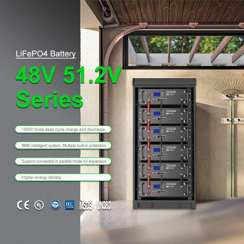 Lifepo4 Storage  6000 Cycle 5kwh solar  24v 100ah 48v 200ah Rack Mounted on for Solar System