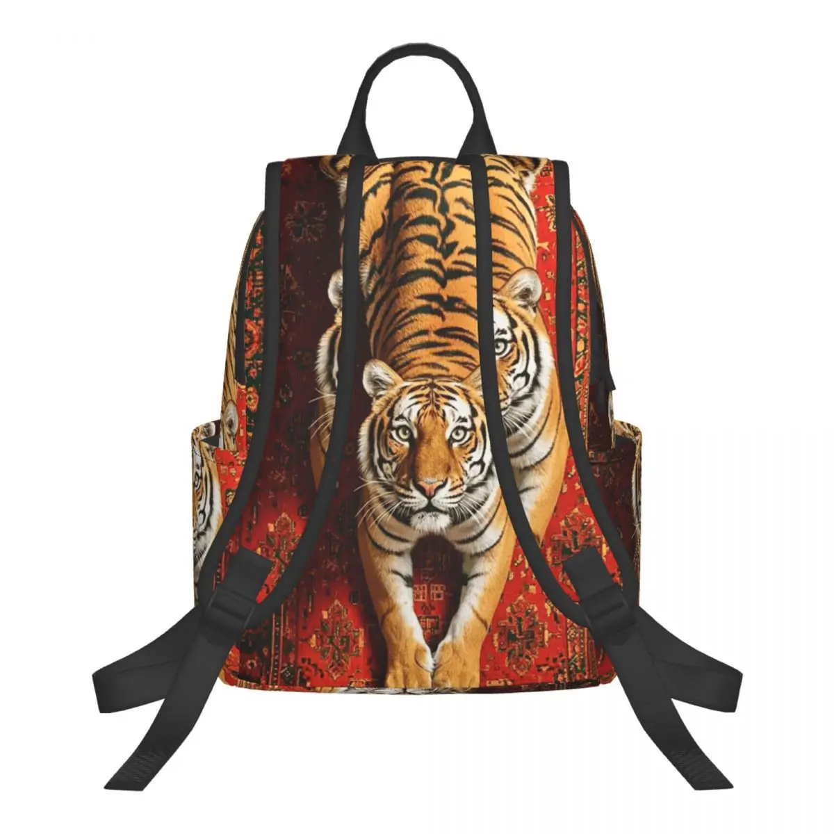 Realistic Tiger Print Design Student Backpack School Bag Hiking Travel Daypack for Men Women Bookbag Shoulder Bags