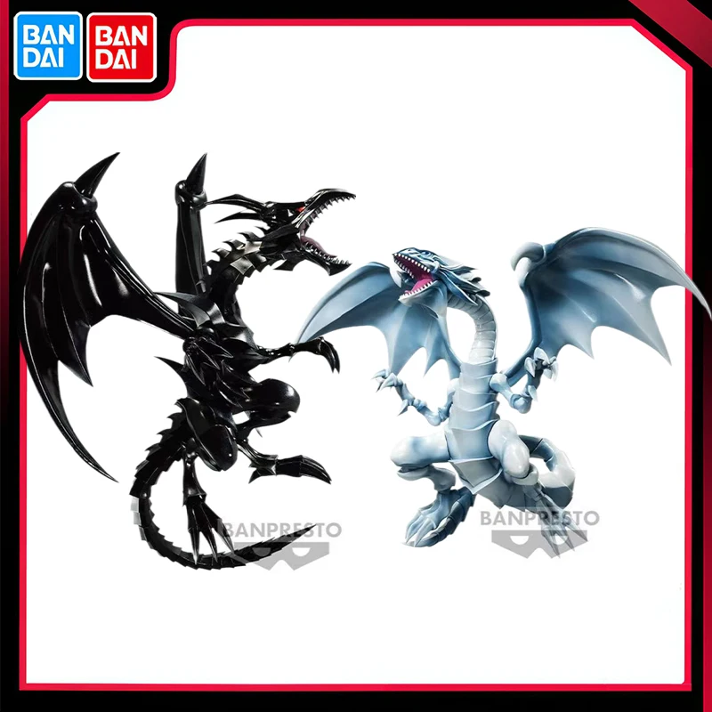 Bandai Original Anime Yu-Gi-Oh! Duel Monsters Blue-Eyes White Dragon Red-Eyes Black Dragon Action Figure PVC Toy Model Collector