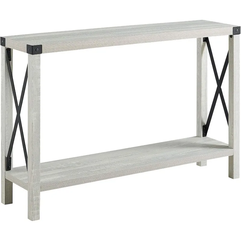 

Sedalia Modern Farmhouse Metal X Entry Table, 46 Inch, Stone Grey