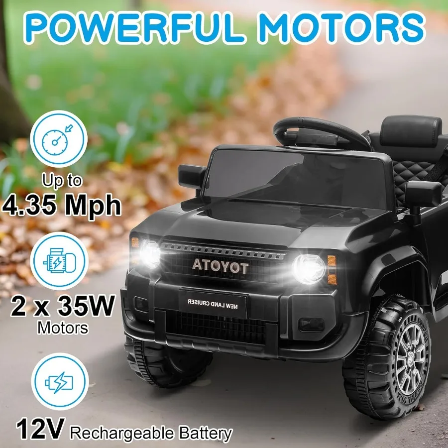 12V 電動乗用車、ライセンス取得済みのトヨタ電気トラック（幼児向け）、リモコン付き、開閉可能なドア付き子供用バッテリーカー、3段階速度調整