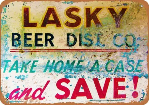 Metal Sign - Lasky Beer Distribution -- Vintage Look sign