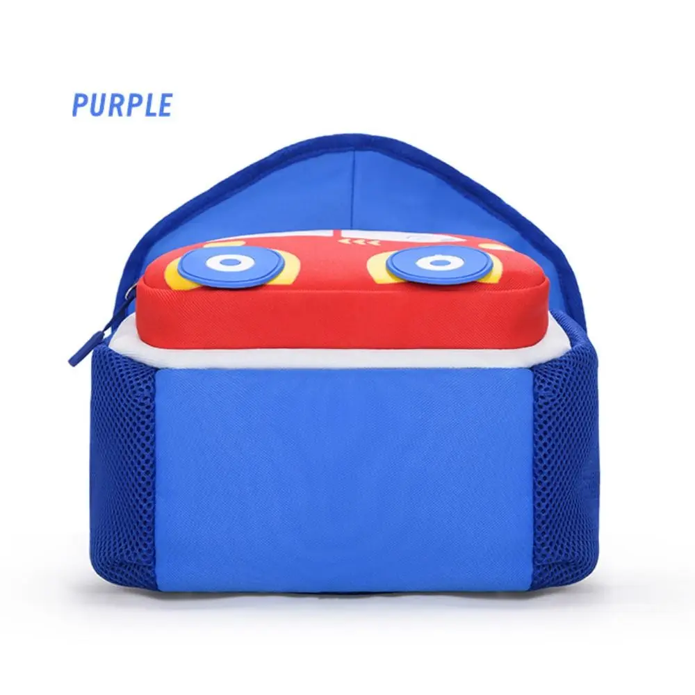 Cute Car Shape Kindergarten Schoolbag Large Capacity Adjustable Schoolbag Side Pockets Breathable Unisex Backpack Boys Girls