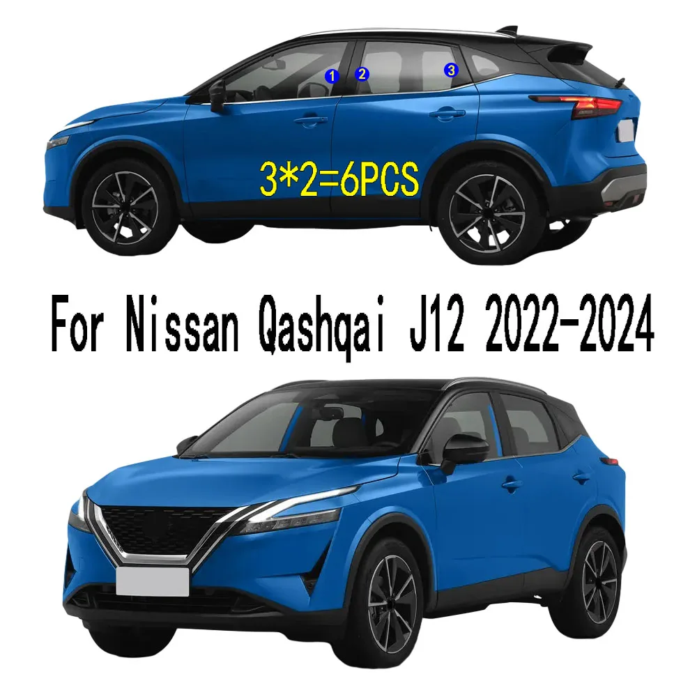 For Nissan Qashqai J12 2022 2023 2024 Car PC Material Pillar Post Cover Trim Door Trim Window Molding Sticker Decoration Plate