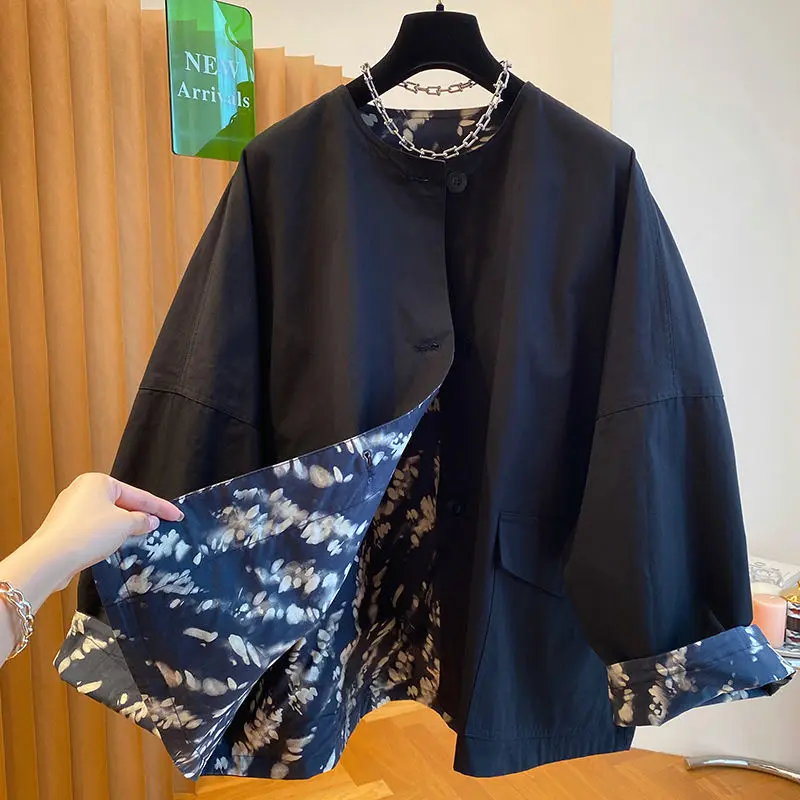 

New Chinese Sle Double-Sided Wear Casual Loose Jaet for Men And Women Spring Autumn Large Size 300 Pou Faionable Jaet