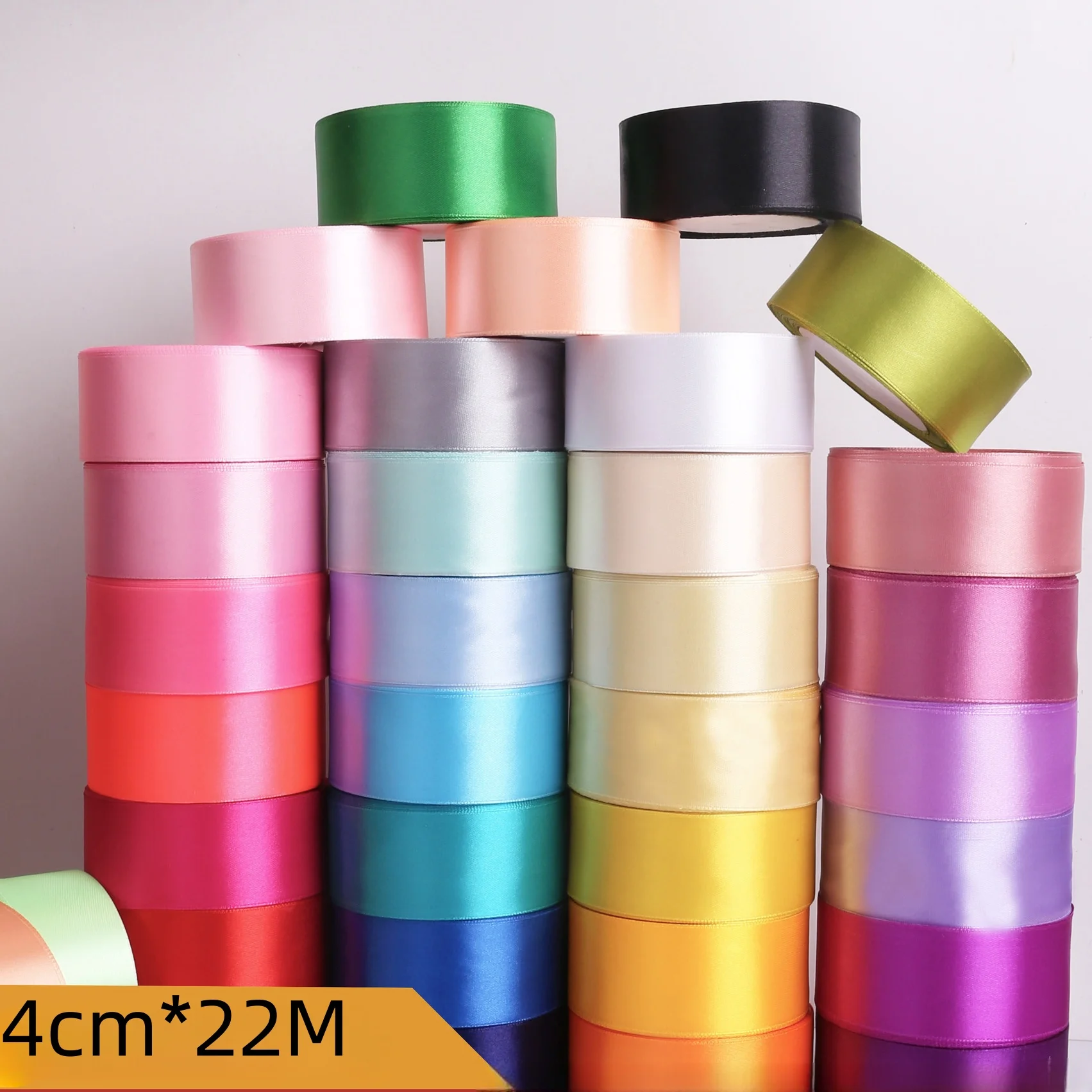 

50roll 25yards/Roll 3.8cm Satin Ribbons Birthday Party Flower Gift Wrapping Box Christmas Halloween Festival Supplies DIY Crafts