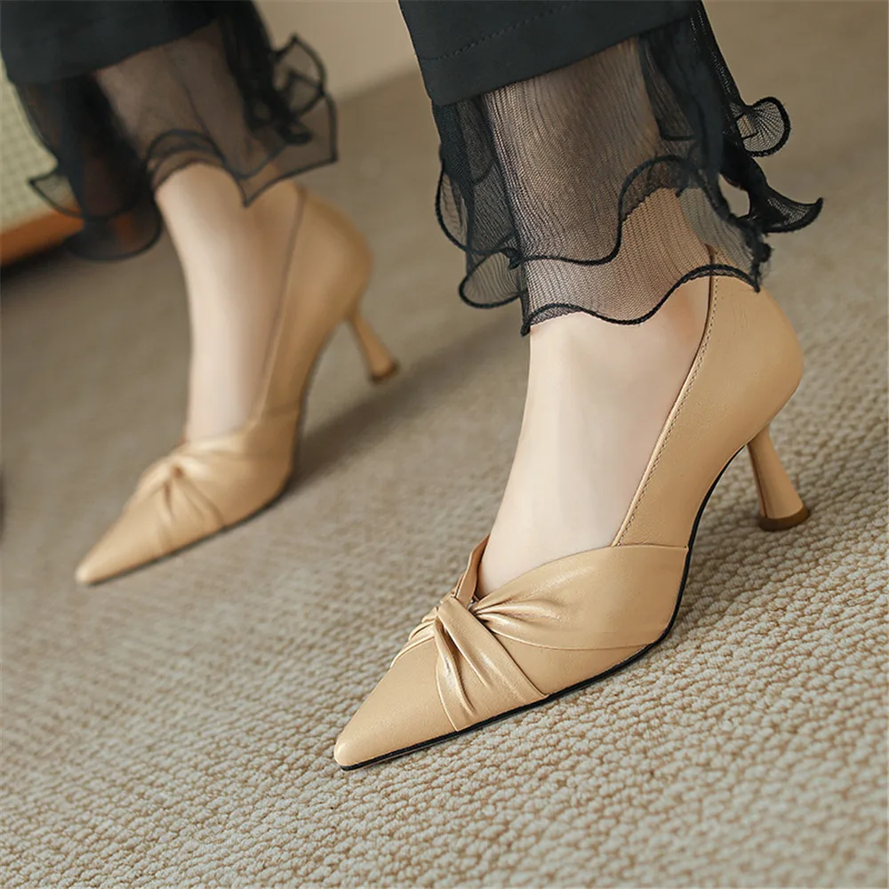 FEDONAS 2024 Women Genuine Leather Pumps Sexy Pointed Toe Office Pumps Elegant Leather Spring Summer New Shoes Woman