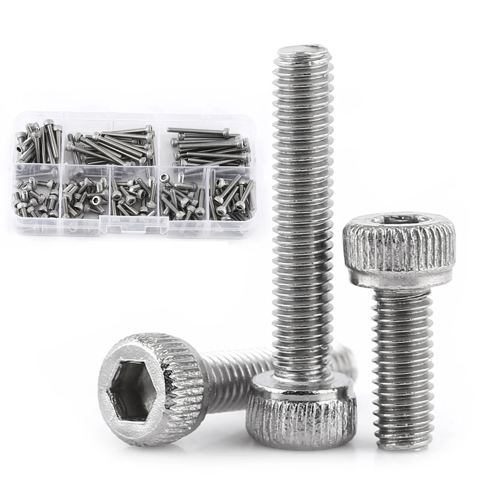 Hex Socket Screws 160pcs M3 SS304 Stainless Steel Metric Thread Hex Socket Head Screws Bolts Repair Tool Accessory