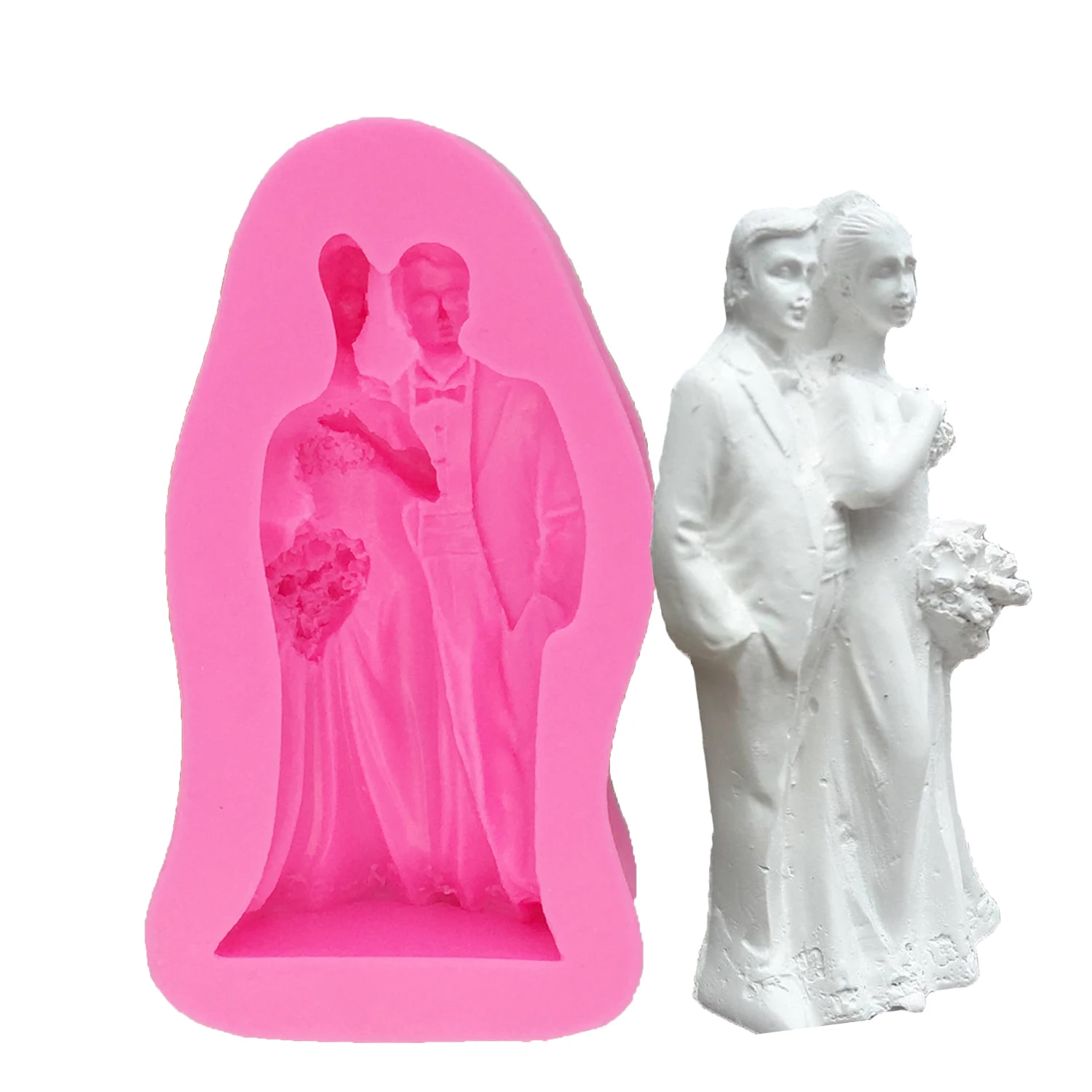 3D Romantic Couple Silicone Mold for Candle Gypsum Home Decor Wedding Gift DIY Supplies