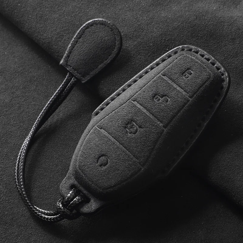 

For BYD Qin Plusdmi Atto 3 Han EV Dolphin Durable 4 Buttons Keyless Protector Car Key Case Leather Cover Shell Car Accessories